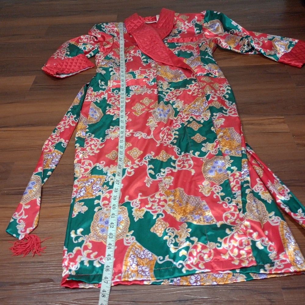 vintage Victoria's Secret gold label Satin Floral Loungewear Maxi Kimono Robe - Picture 7 of 10